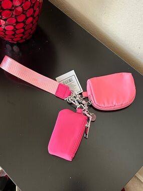 Pink Wristlet and Coin Pouch Set